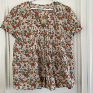 Monsoon London | Floral Short Sleeve Button Down Shirt - size US 12